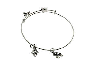 Bangles: Charm Sterling Silver Expandable Bangle