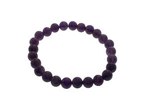 Bracelets: Crystal Amethyst Round Bead Bracelet