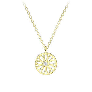 Necklaces: Silver Gold Plated Flower Necklace