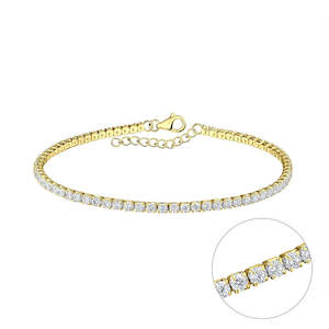 Bracelets: Silver 19cm Gold Plated Tennis Bracelet