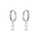 Silver Baguette Cubic Zirconia Charm 2x4mm Hoop Earrings