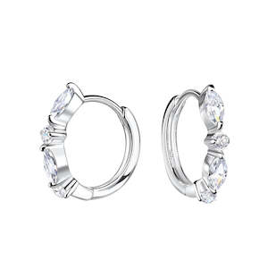 Silver Cubic Zirconia Hoop Earring