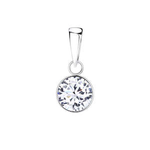 Pendants: Silver 7mm Round Cubic Zirconia Pendant