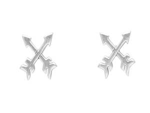 Cross Arrows .925 Sterling Silver Stud Earrings