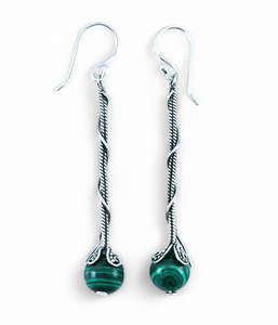 Earrings: Malachite Sterling Silver Earrings
