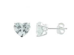 Earrings: Heart Cubic Zirconia .925 Sterling Silver Studs