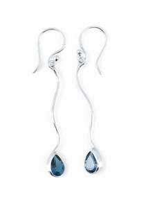 Blue Topaz Swirl Sterling Silver Earrings
