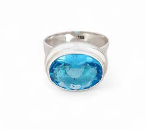 Blue Topaz Sterling Silver Ring