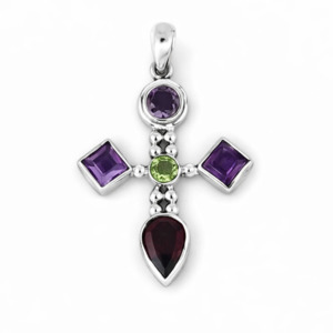 Amethyst & Peridot Sterling Silver Pendant