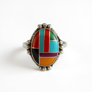 Rings: Multicolour Oval Ring Sterling Silver