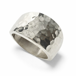 Hammered 13mm Sloped Sterling Silver Ring