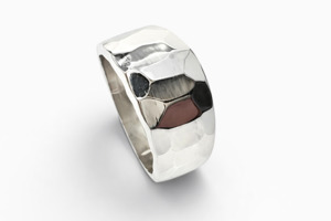 Hammered 11mm Sterling Silver Dome Ring - ME012A