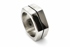 Rings: Plain Sterling Silver Lined Band Ring