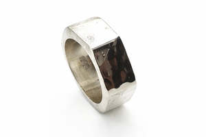 Rings: Hammered/Plain Sterling Silver Band Ring - MA026