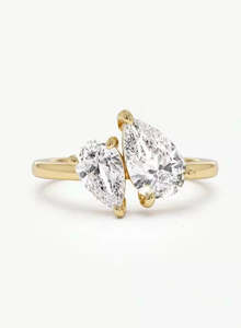 Ring: G Sterling Silver Pear CZ Ring - Sparkling Water Drop Design