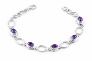 Bracelets: Amethyst Sterling Silver Bracelet