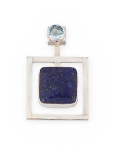 Pendants: Lapis Lazuli & Blue Topaz Sterling Silver Pendant