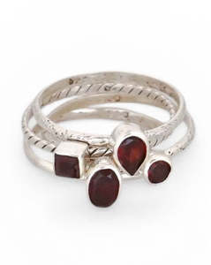 Garnet Four Ring Sterling Silver