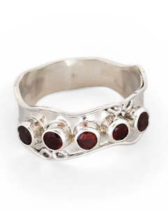 Garnet Sterling Silver Band