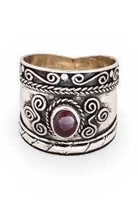 Rings: Garnet Balinese Sterling Silver Ring