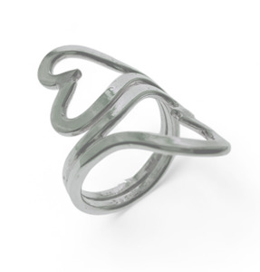 Rings: Wire Double Hear Wrap Sterling Silver Ring