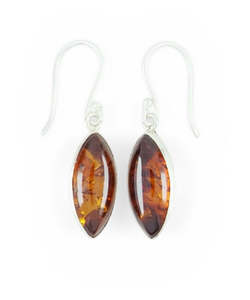 Earrings: Amber Teardrop Sterling Silver Earrings