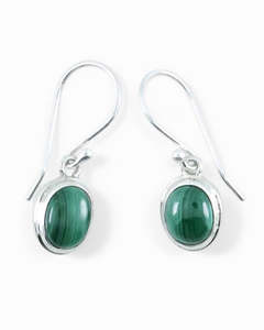 Earrings: Malakite Sterling Silver Earrings
