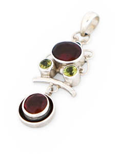 Garnet & Peridot Sterling Silver Pendant