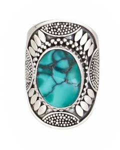 Turquoise Shield Sterling Silver Ring