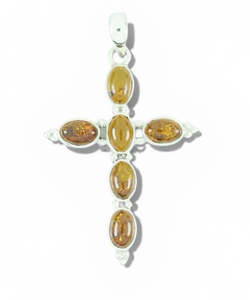 Amber Sterling Silver Cross