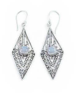 Earrings: Moonstone Filagree Sterling Silver Earrings