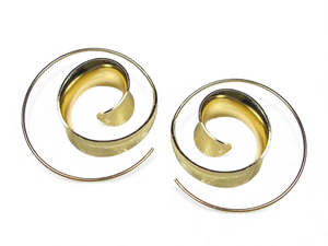 Matte Sterling Silver Gold Plated Spiral Loop Earring