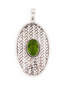 Peridot Weaved Sterling Silver Pendant