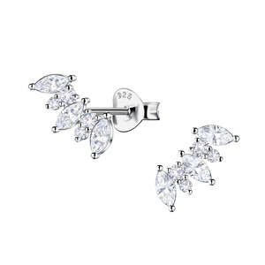 Silver Geometric Stud Earrings  - 24199