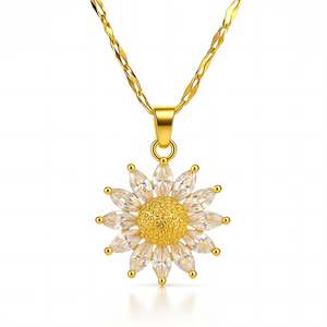 Flower Necklace, 18K Gold Plated Steel