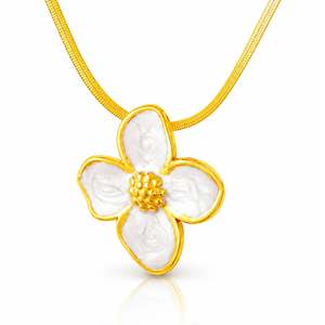 Flower Necklace, 18K Gold Plated Steel