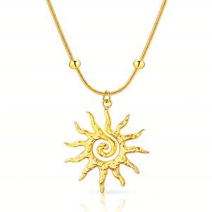 Sun Necklace, 18K Gold Plated Steel