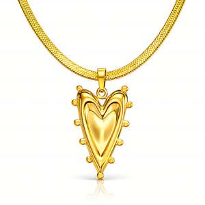 Heart Necklace, 18K Gold Plated Steel