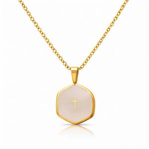 Crosses Necklace, 18K Gold Plated Steel
