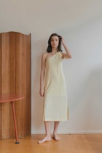 Dress: Twist and Turn Toga Dress in Lemon Drop