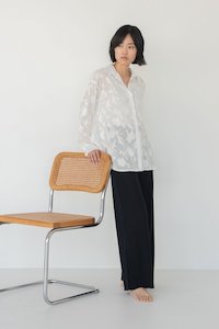 Best Sellers: Cocoon Shirt in Floral Appliqué in White