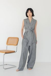 Easy To Care: Wrap Vest in Dark Denim