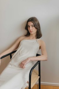 Foundations: Twist and Turn Toga Dress in Dark Grey (Sample)