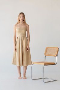 Picnic Fit and Flare Dress in Warm Sand (Sample)