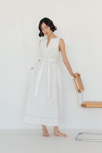 Organic Cotton Maxi Dress in White Denim