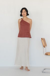 Twist and Turn Toga Top in Linen