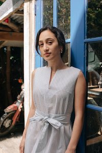 Bump To Baby: Organic Cotton Maxi Dress in Stripes