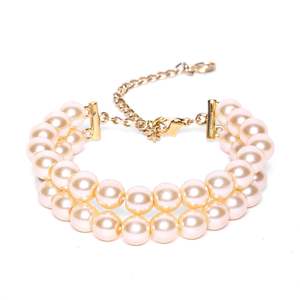 Bracelet: Estele - Creamy Glass Pearl double line Bracelet