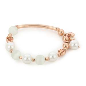 Estele Flower Modal Flux Glass Pearl Charm Bracelet