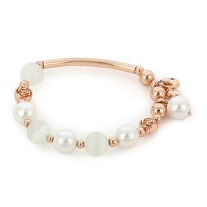 Bracelet: Estele Flower Modal Flux Glass Pearl Charm Bracelet